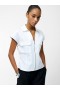 Alexis Cotton Front Zip Top Linen White | Women French Connection Shirts