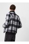 Borg Collar Checked Jacket Black White | Men French Connection Coats And Jackets