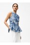 Charlotte Denim Jacquard Peplum Top Light Wash | Women French Connection Tops
