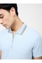 Tipped Collar Zip Polo Shirt Sky | Men French Connection T-Shirts And Polo Shirts