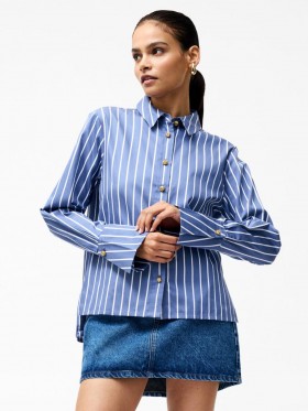 Alexis Cotton Stripe Long Flared Sleeve Shirt Navy/white | Women French Connection Co-ords