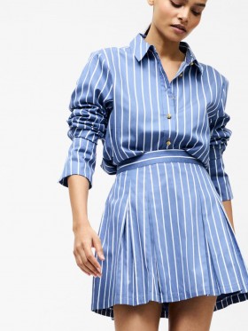 Alexis Cotton Stripe Pleated Mini Skirt Navy/white | Women French Connection Skirts