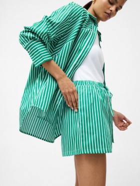 Alexis Cotton Striped Drawstring Shorts Green/summer White | Women French Connection Shorts