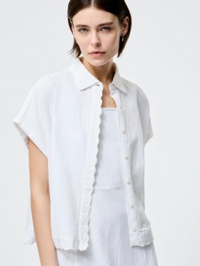 Ariette Linen Short Sleeve Shirt Linen White | Women French Connection Shirts
