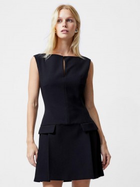 Azra Twill Pleated Mini Dress Black | Women French Connection Dresses