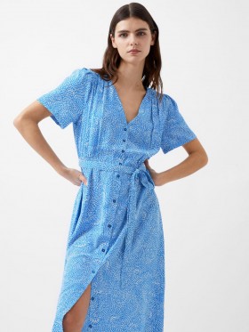 Bernice Elitan Button Through Dress Blue Mist/blue Seastar | Women French Connection Dresses