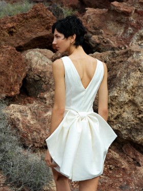 Beverly Satin Sleeveless Bow Mini Dress Summer White | Women French Connection Dresses