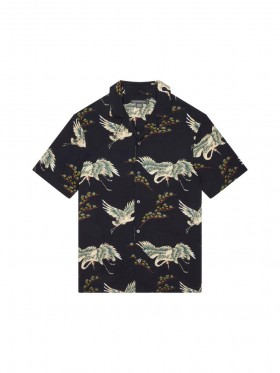 Bird Viscose Revere Short Sleeve Shirt Marine | Men French Connection Shirts