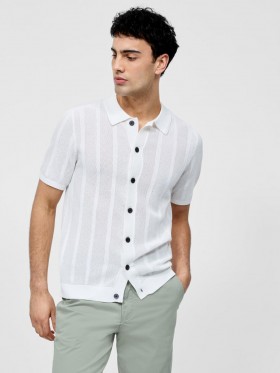 Button Down Bias Textured Short Sleeve Shirt Ecru | Men French Connection Knitwear