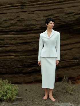 Cannes Twill Split Midi Skirt Summer White | Women French Connection Tailoring