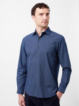 Classic Collar Printed Shirt Blue Print | Men French Connection Shirts