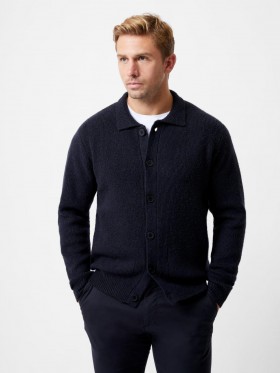 Collared Button-down Knit Cardigan Marine | Men French Connection Knitwear