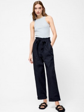 Cotton Paper Bag Trousers Black | Women French Connection Trousers
