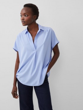Crepe Light Recycled Popover Shirt Bluebell | Women French Connection Shirts
