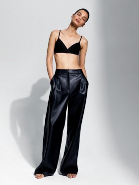 Crolenda Pu Wide Leg Trousers Blackout | Women French Connection Trousers