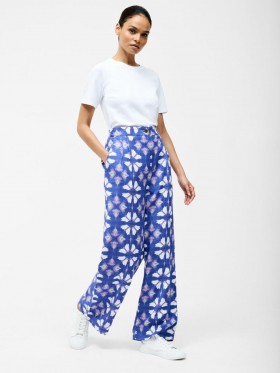 Dory Linen Blend Wide Leg Trousers Royal Blue | Women French Connection Trousers