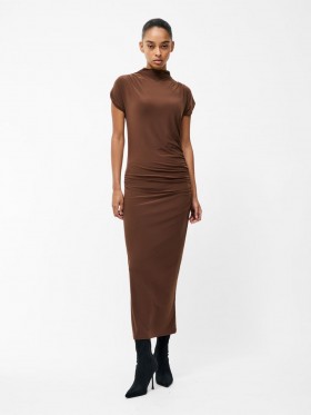 Draped Samira Mock Neck Dress Chocolate | Women French Connection Dresses