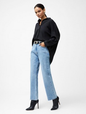 Elliot Denim Straight Leg Cropped Jeans 27 Inch Light Wash | Women French Connection Jeans