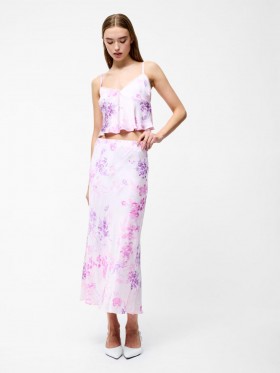 Elyria Oona Satin Midi Skirt Sweet Pink Multi | Women French Connection Skirts