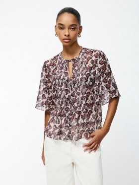 Elyse Hallie Crinkle Short Sleeve Top Blush Pink Floral | Women French Connection Blouses