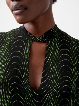 Grace Alohi Keyhole Blouse Blackout/vivid Green | Women French Connection Blouses