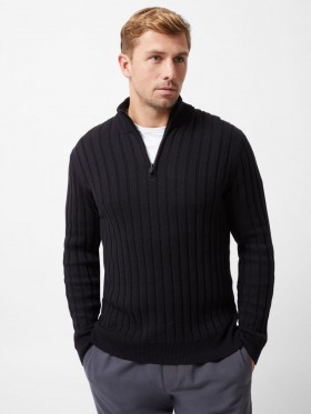 Half Zip Ribbed Knit Jumper Navy | Men French Connection Knitwear