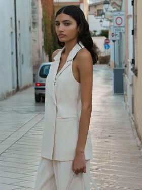 Harrie Suiting Halterneck Waistcoat Classic Cream | Women French Connection Coats And Jackets