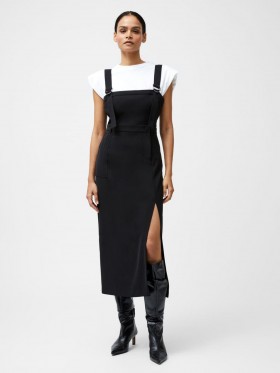 Harrie Suiting Pinafore Midi Dress Black | Women French Connection Dresses