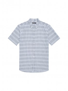 Horver Viscose Short Sleeve Oxford Shirt Salt/marine | Men French Connection Shirts