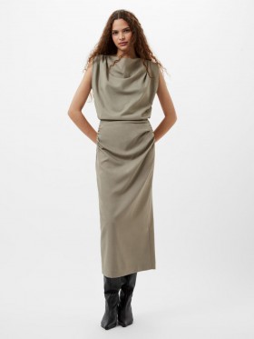 Imola Ruched Midi Skirt Green Smoke | Women French Connection Skirts