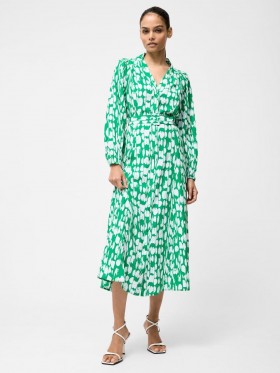Islanna Long Sleeve Belted Midi Dress Jelly Bean/white | Women French Connection Dresses