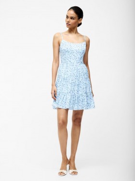 Kiva Crepe Tiered Mini Dress Icy Blue Multi | Women French Connection Dresses