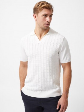 Leader Trophy Neck Knit Shirt Ecru | Men French Connection Knitwear