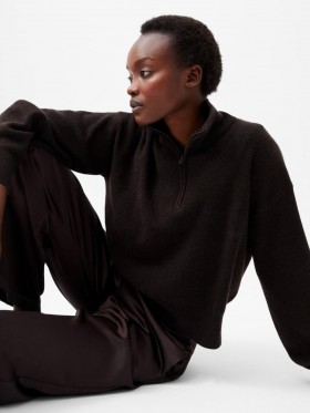 Lightweight Vhari Recycled Half Zip Jumper Chocolate Ganache | Women French Connection Knitwear