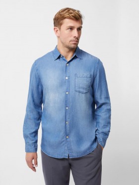 Long Sleeve Denim Lyocell Shirt Mid Blue | Men French Connection Shirts
