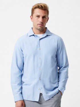 Long Sleeve Linen Blend Shirt Light Blue | Men French Connection Shirts