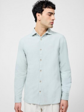 Long Sleeve Linen Blend Shirt Mist Green | Men French Connection Shirts