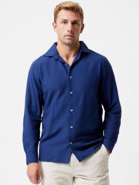Long Sleeve Linen Blend Shirt Navy | Men French Connection Shirts