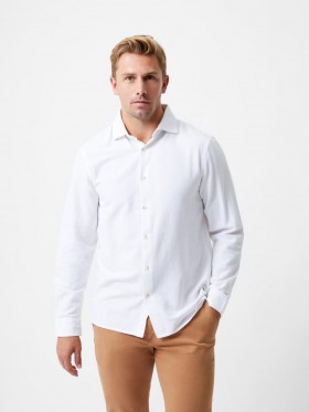 Long Sleeve Linen Blend Shirt White | Men French Connection Shirts