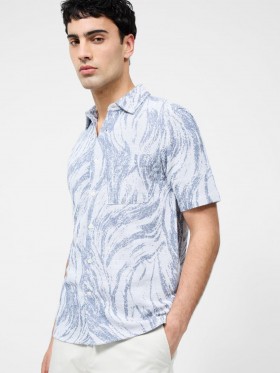 Marbled Short Sleeve Shirt White/blue Marble | Men French Connection Shirts
