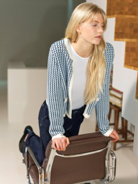 Noar Textured Knit Cardigan Blue | Women French Connection Knitwear