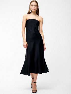 Oona Satin Bandeau Midi Dress Black | Women French Connection Dresses
