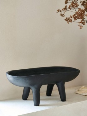 Papier Mache Footed Bowl Black | French Connection Home Accessories