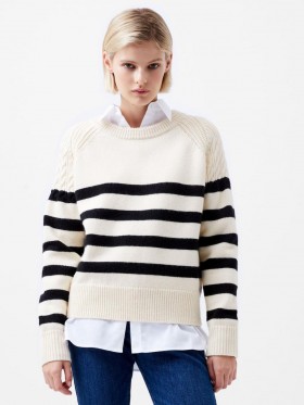 Quinley Stripe Jumper Classic Cream/blacko | Women French Connection Knitwear