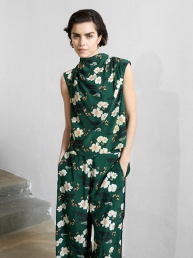 Rhian Eco Draped Sleeveless Top Jade Green Multi | Women French Connection Blouses