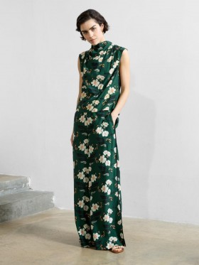 Rhian Eco Printed Wide Leg Trousers Jade Green Multi | Women French Connection Trousers