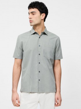 Scribble Dots Leo Short Sleeve Shirt Sage Green | Men French Connection Shirts