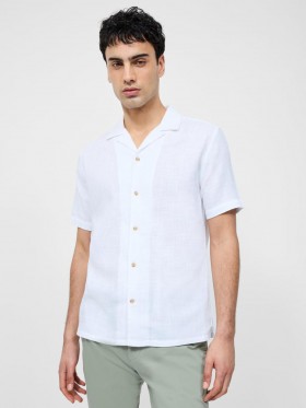 Short Sleeve Matty Weave Revere Shirt White | Men French Connection Shirts
