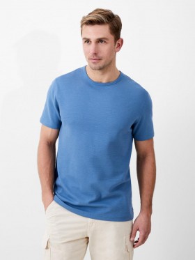 Short Sleeve Ottoman Texture T-shirt Steel Blue | Men French Connection T-Shirts And Polo Shirts