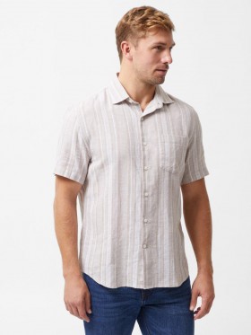 Short Sleeve Stripe Pocket Shirt Sand Stripe | Men French Connection Shirts